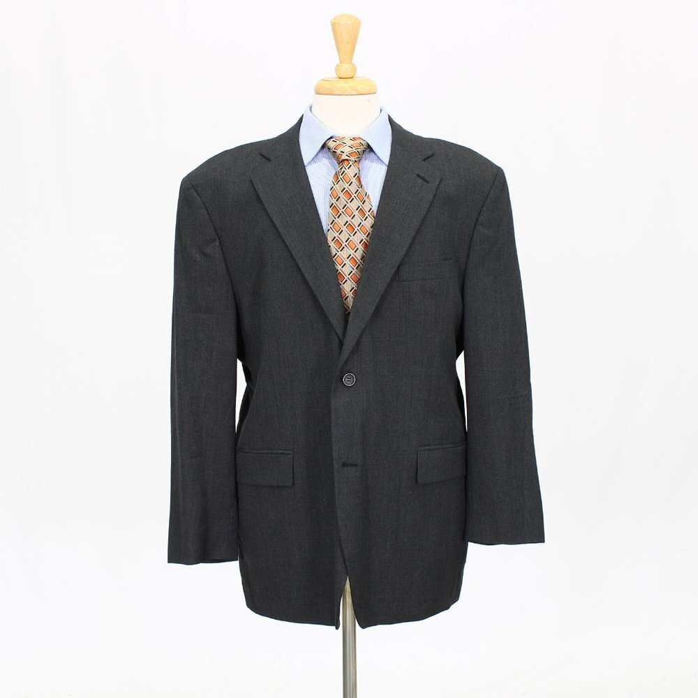 Joseph & Feiss 46R Gray Solid 2-Button Sport Coat Blazer Jacket V218